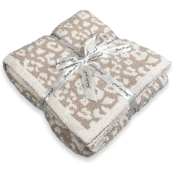 Ultra Soft Leopard Throw Blanket, Cozy Warm Reversiable Luxury Fluffy Blanket Throw  Blanket Leopard  Throw for Couch Bed Sofa, 51x63 inches, Cream White