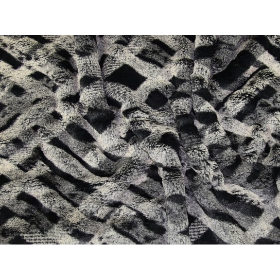 Ultra Soft Luxury Fur Dress Fabric Beige & Navy - per yard