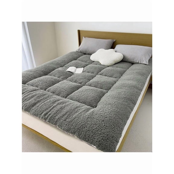 Ultra Soft Memory Foam Floor Mattress - Japanese Futon Style, Foldable & Roll Up Design, Plush Fluffy Tatami Mat For Bed/Guest Room (Grey/Green)