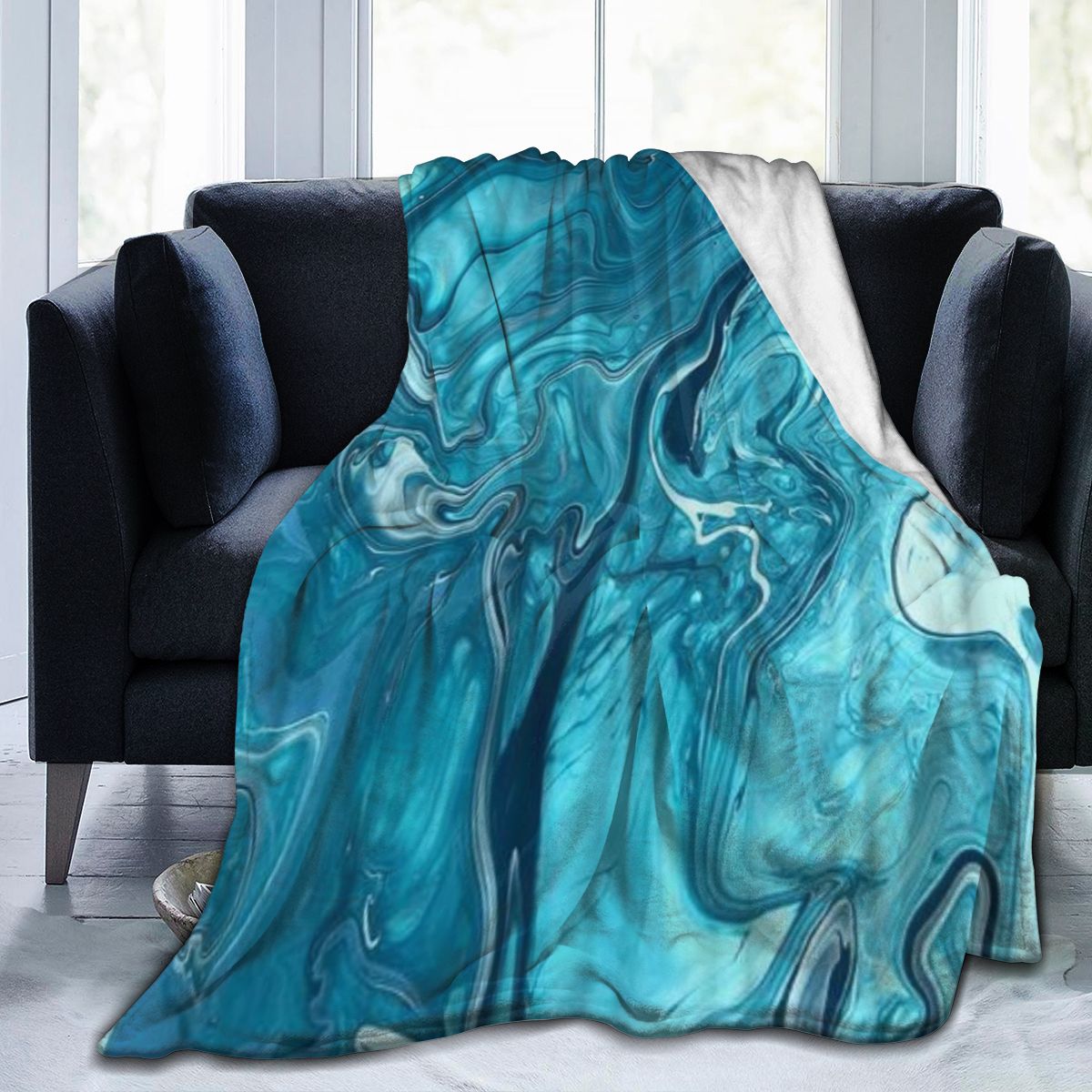 UltraSoft Micro Fleece Blanket,Abstract Art Blue,Custom Home Decor