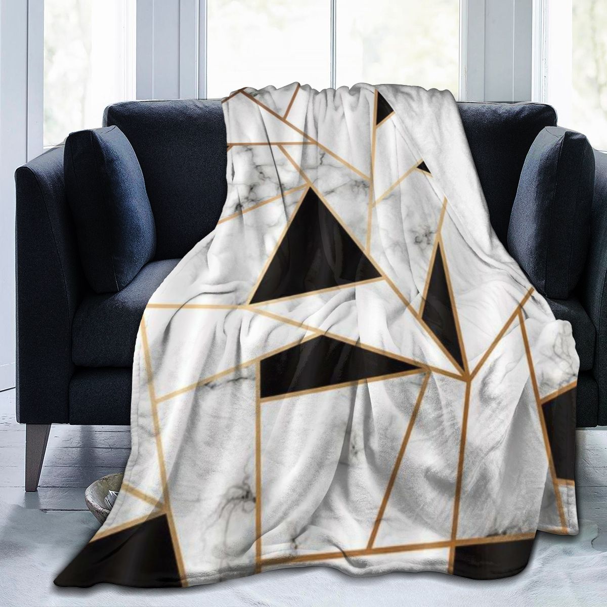 UltraSoft Micro Fleece Blanket,Abstract Geometric Black And White