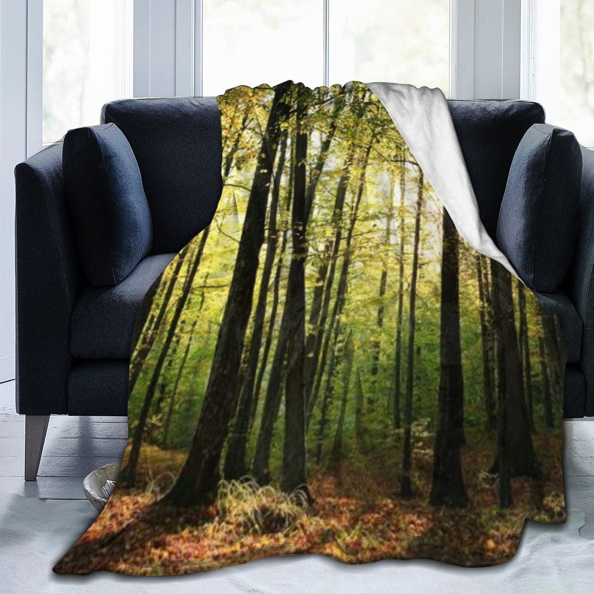 Ultra-Soft Micro Fleece Blanket,Branch Beech Sunbeam Autumn Forest Nature Walking Parks Season Area,Custom Home Decor Warm Throw Blanket Plush Blanket for Bedroom Sofa Travel40"X50"