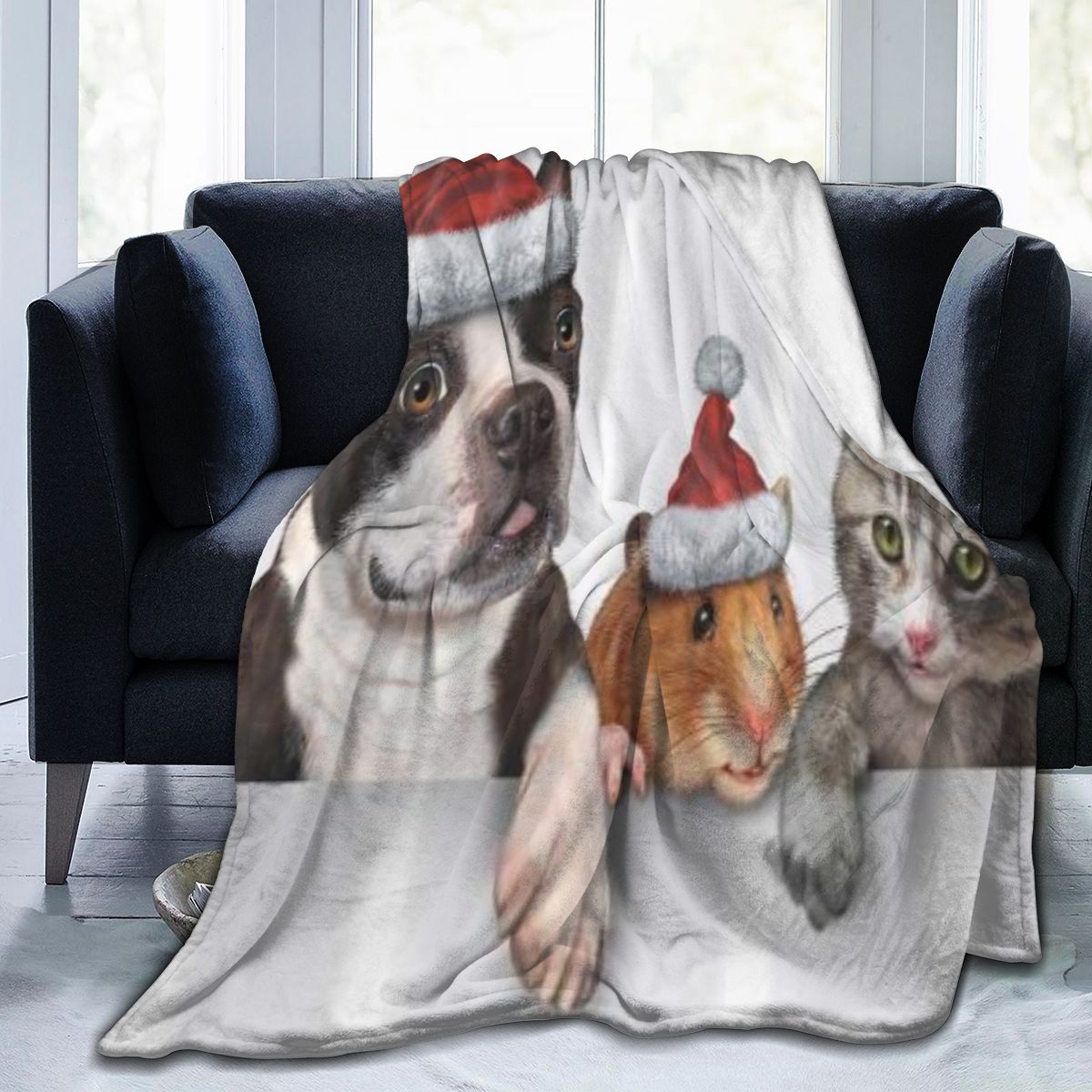 UltraSoft Micro Fleece Blanket,Christmas Pet Animal Dog Hamster Cat