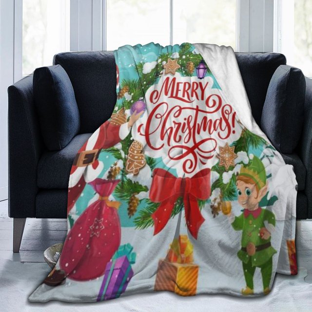 UltraSoft Micro Fleece Blanket,Christmas Santa Snowman Xmas Tree Elf