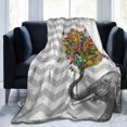 UltraSoft Micro Fleece Blanket,Creative Elephant Heart Flowers Gray