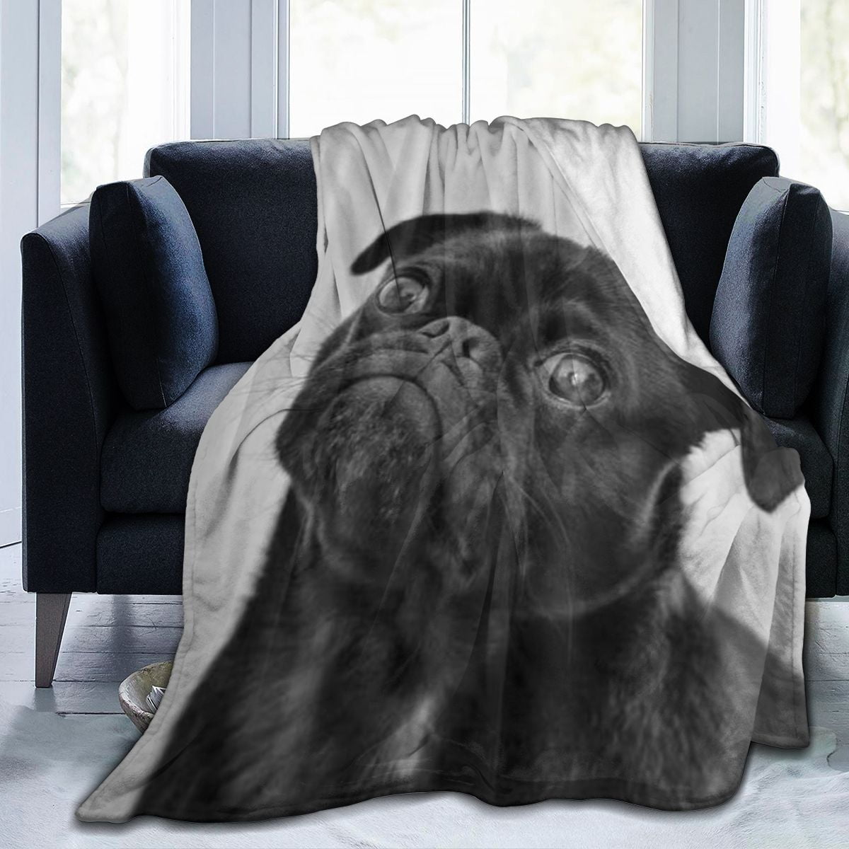 Black pug blanket sale