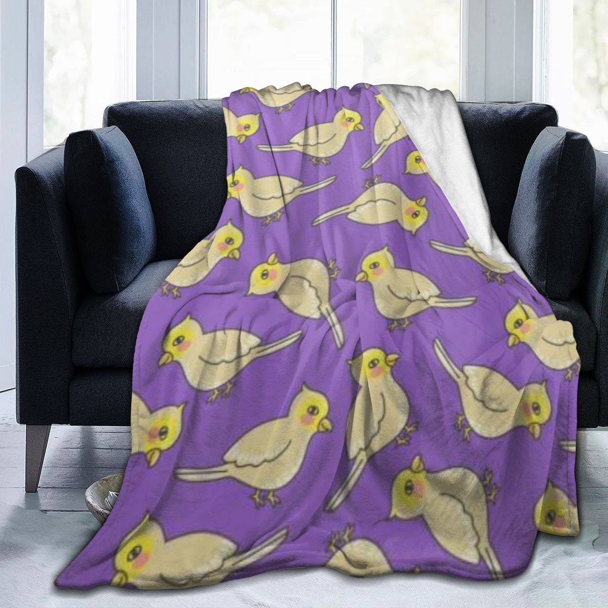 UltraSoft Micro Fleece Blanket,Cute Cartoon Cockatiel Parrot,Custom
