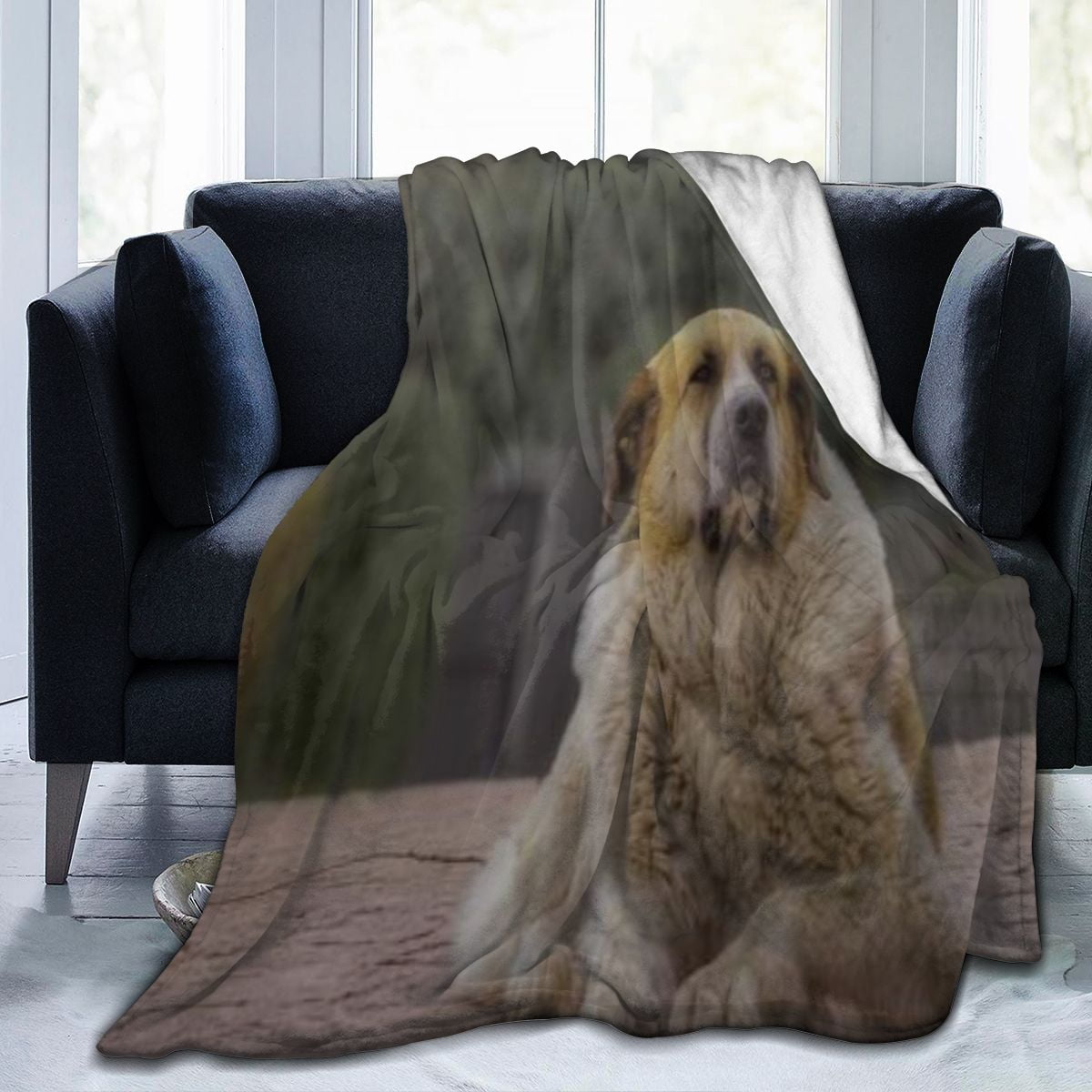UltraSoft Micro Fleece Blanket,Dog Shepherd Lies Peaceful,Custom Home