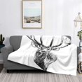 UltraSoft Micro Fleece Blanket,Elk Stag Deer Head Sketch Graphics