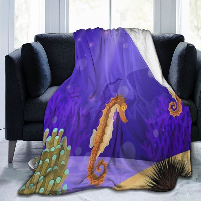 UltraSoft Micro Fleece Blanket,Fantasy Seabed World Hippocampus,Custom
