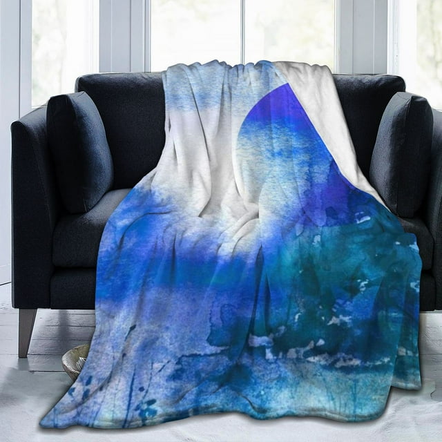UltraSoft Micro Fleece Blanket,Full Moon Watercolor Landscape Forest