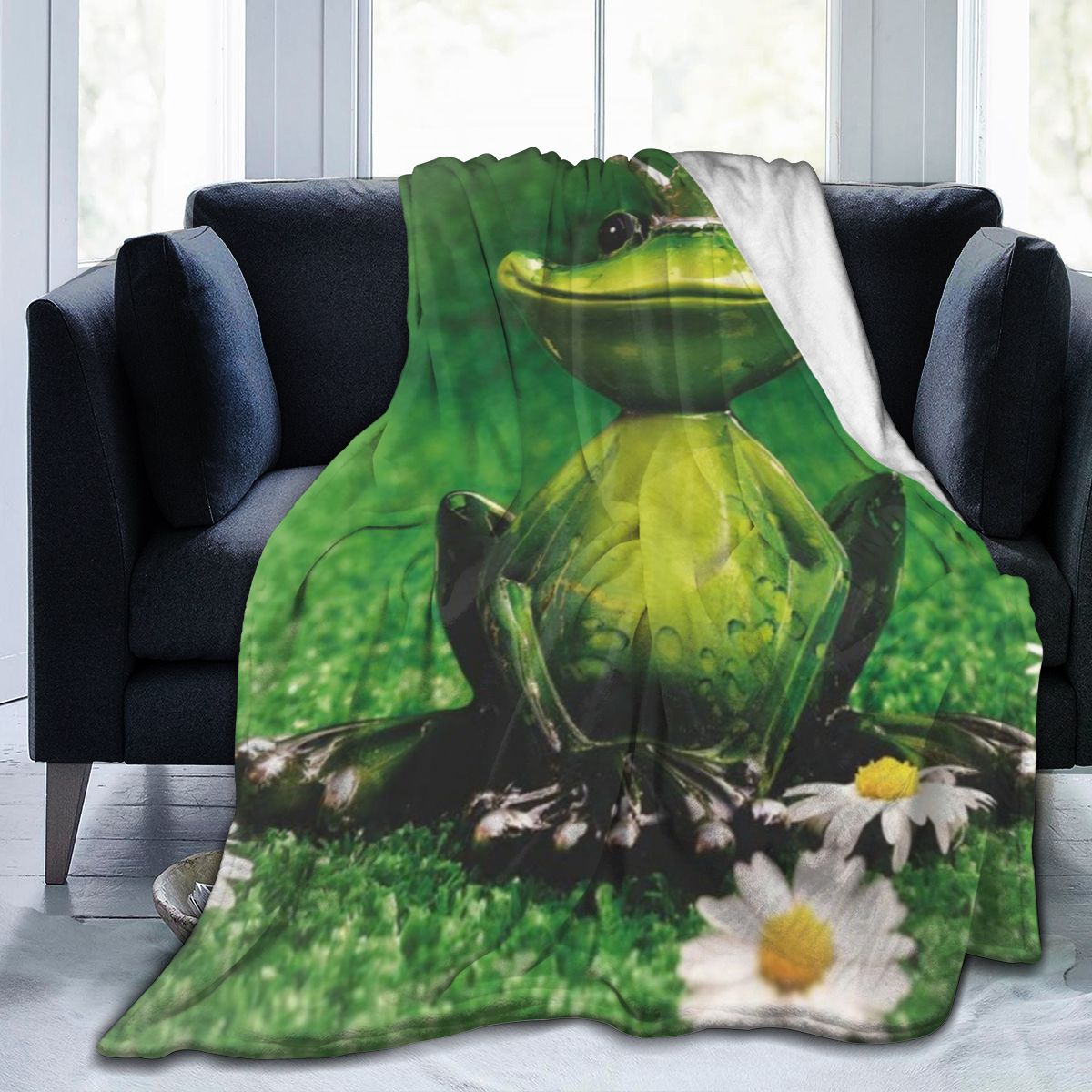 UltraSoft Micro Fleece Blanket,Funny Cute Animal Frog Prince Flower