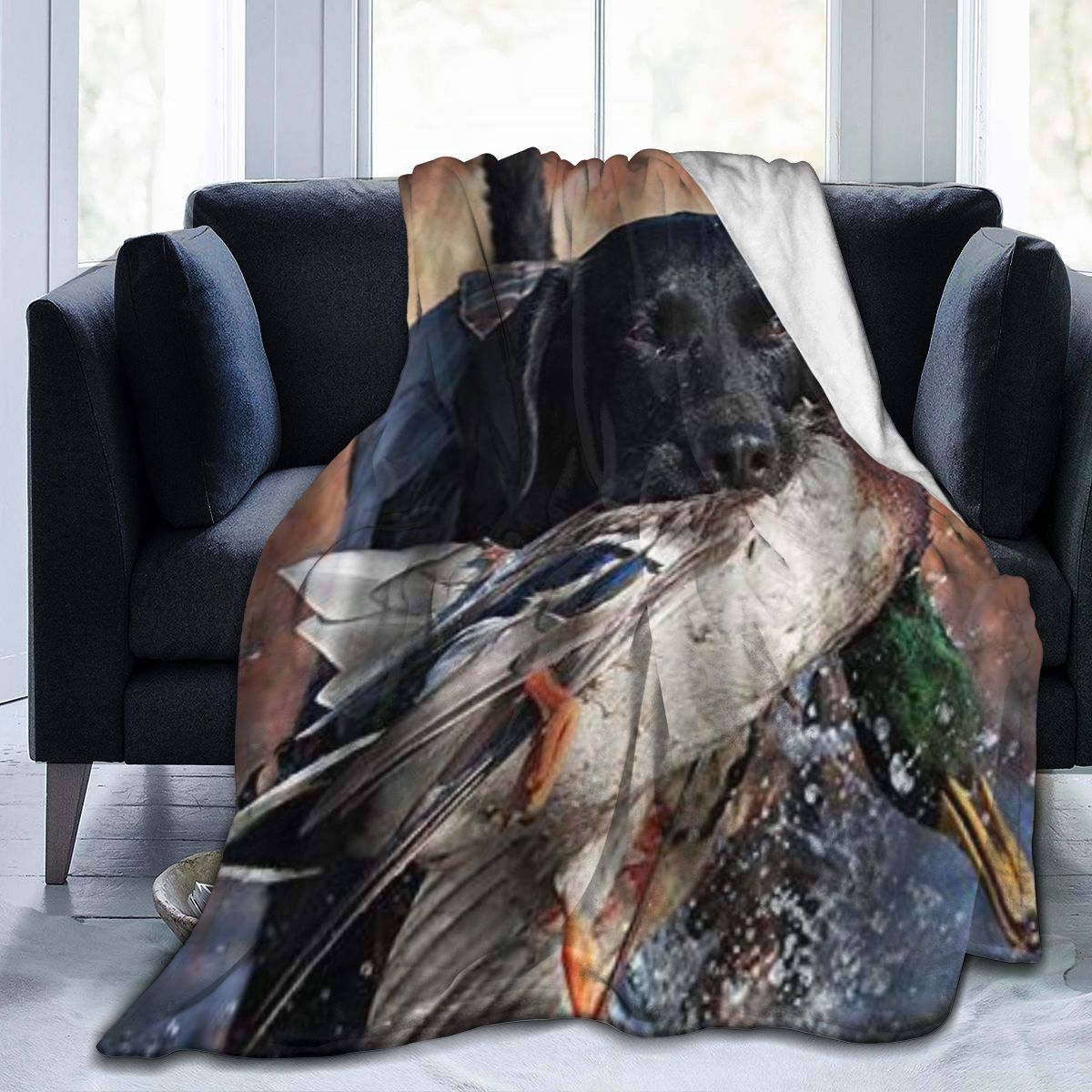 UltraSoft Micro Fleece Blanket,Funny Dog Hunting Duck Cute,Custom Home