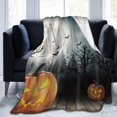 UltraSoft Micro Fleece Blanket,Halloween Pumpkin Lights Bats And Moons