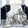 UltraSoft Micro Fleece Blanket,Halloween Pumpkins Black White Sketch