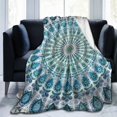 UltraSoft Micro Fleece Blanket,Indian Mandala Blue Peacock Beautiful