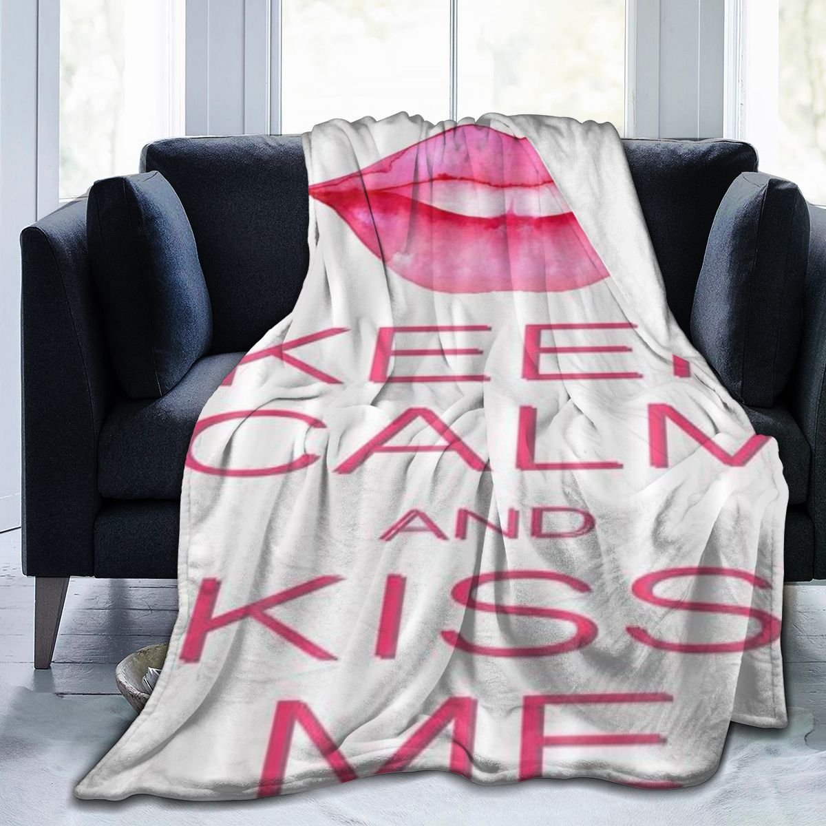 UltraSoft Micro Fleece Blanket,Keep Calm And Kiss Me Design,Custom
