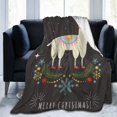 UltraSoft Micro Fleece Blanket,Llama Red Scarf Hat Merry Christmas