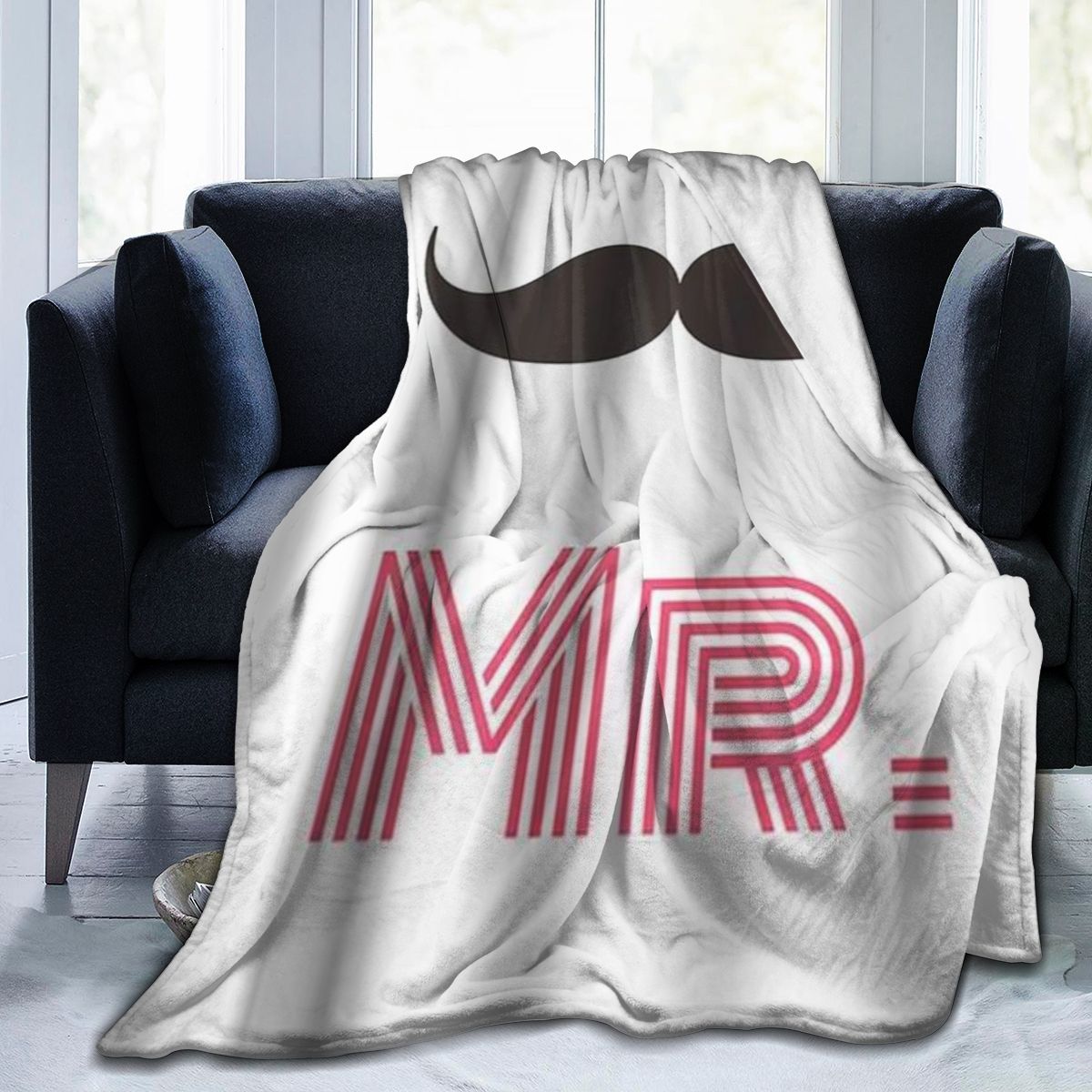 UltraSoft Micro Fleece Blanket,MR Mustache Simple Art,Custom Home