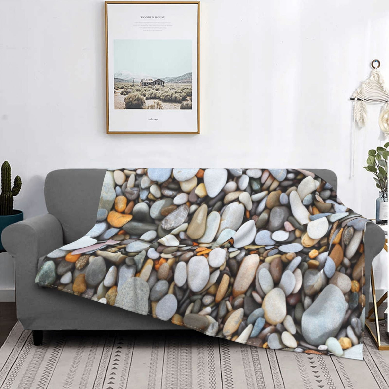 UltraSoft Micro Fleece Blanket,Pebbles On The Beach,Warm Throw Blanket