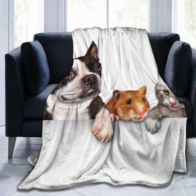 UltraSoft Micro Fleece Blanket,Pet Animal Cute Dog Hamster And Cat