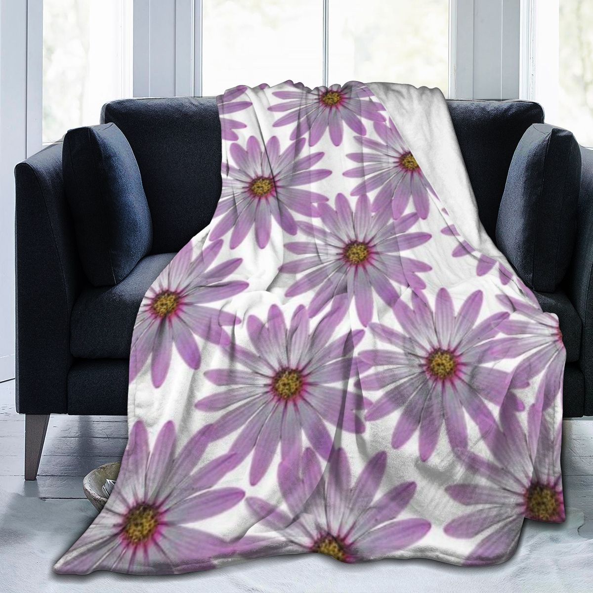 UltraSoft Micro Fleece Blanket,Purple Daisy,Custom Home Decor Warm