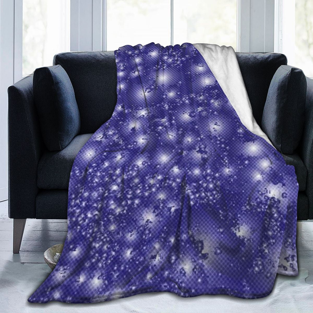 UltraSoft Micro Fleece Blanket,Purple Ink Splashes,Custom Home Decor