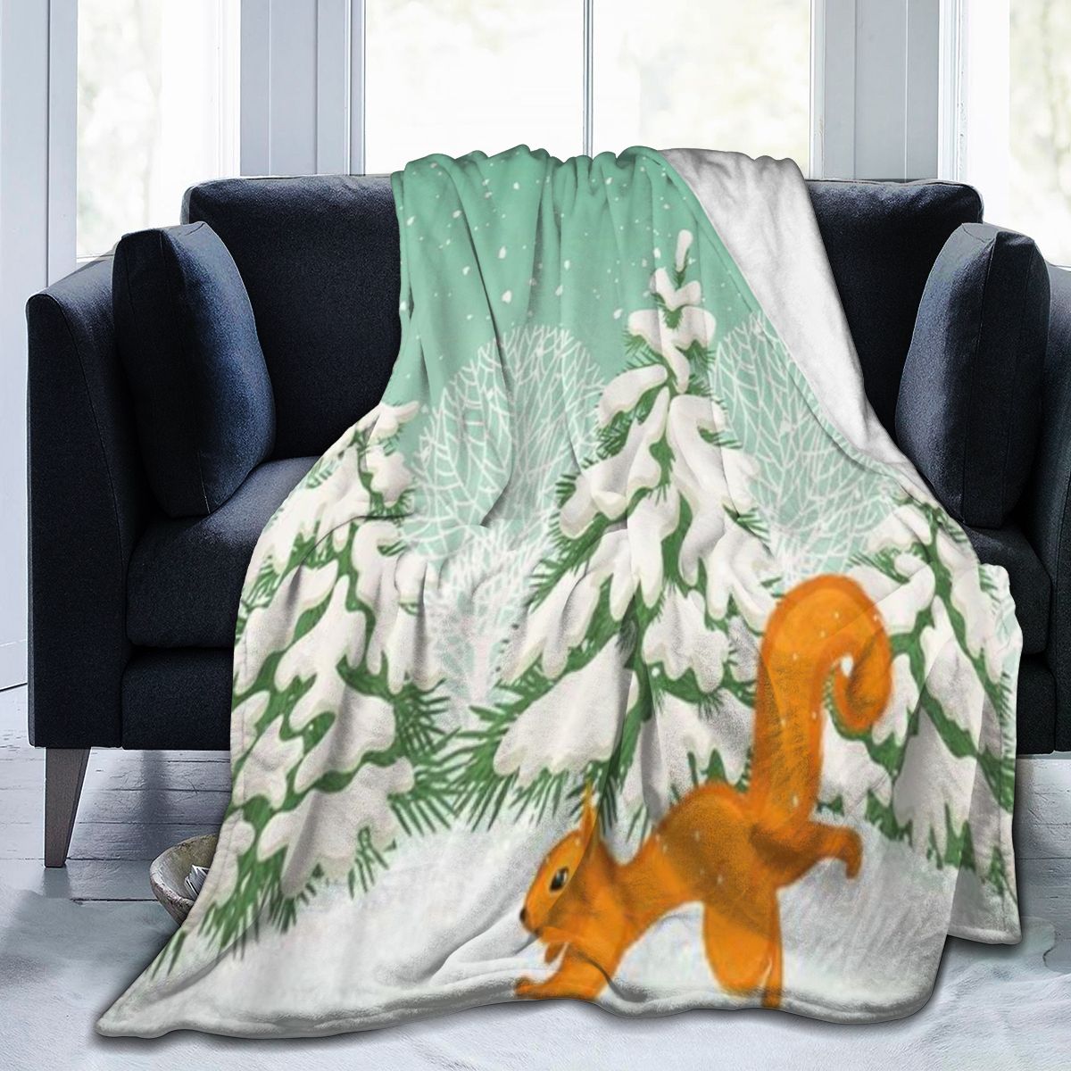 UltraSoft Micro Fleece Blanket,Red Animal Running Squirrel In The