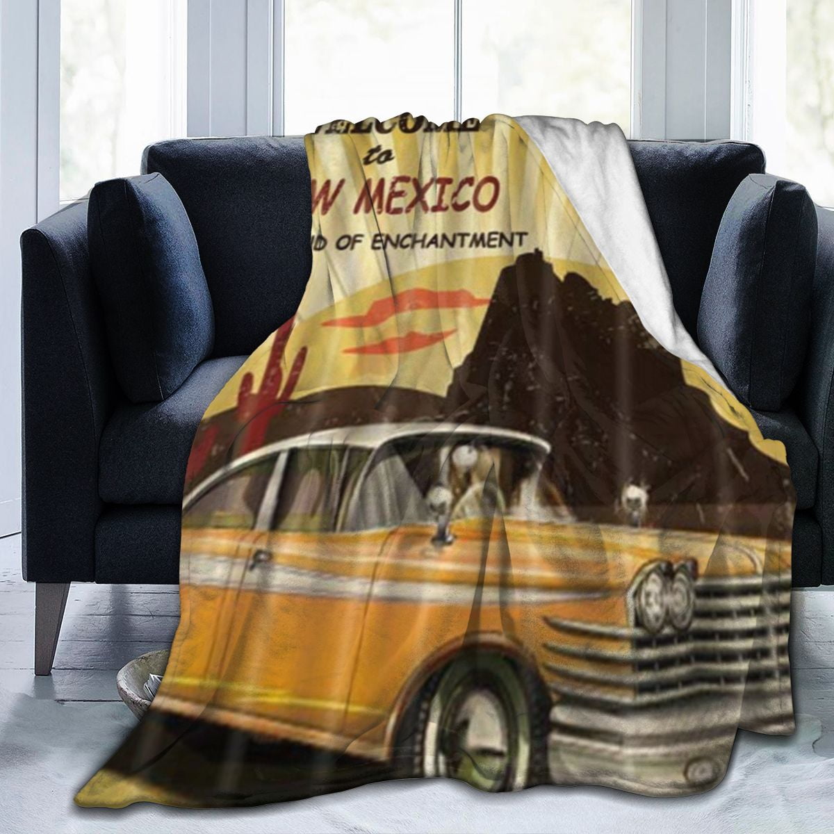 UltraSoft Micro Fleece Blanket,Route 66 Car Weclome To New Mexico