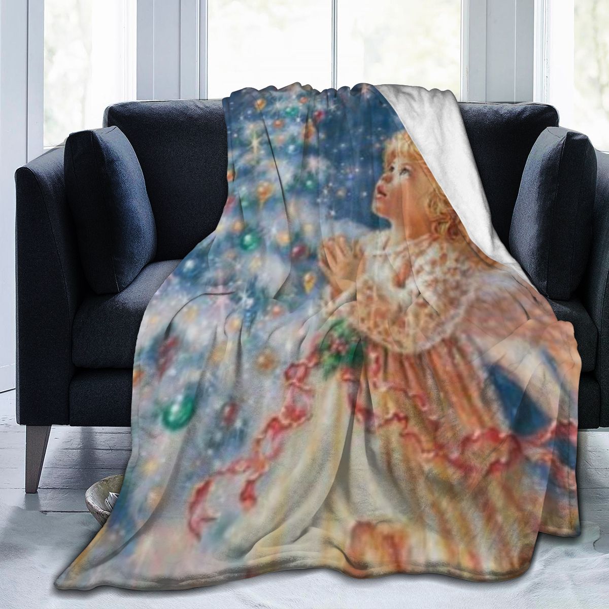 UltraSoft Micro Fleece Blanket,Santa Angel Christmas Tree Rabbit