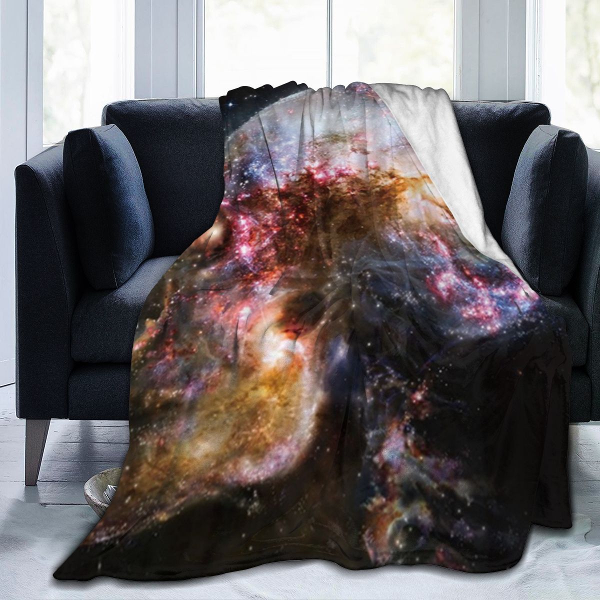 UltraSoft Micro Fleece Blanket,Science Fiction Universe Skull Galaxy