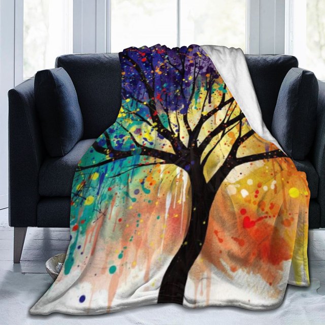 UltraSoft Micro Fleece Blanket,Splash Tree,Custom Home Decor Warm