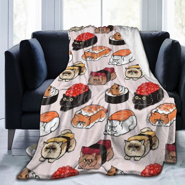 UltraSoft Micro Fleece Blanket,Sushi Cat,Custom Home Decor Warm Throw