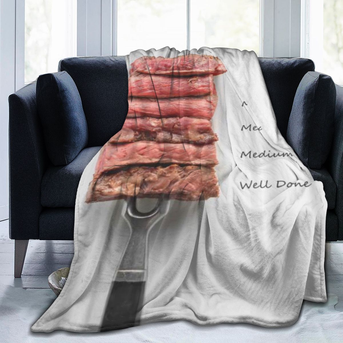 UltraSoft Micro Fleece Blanket,Wagyu Brown Filet Steak Silver Mignon
