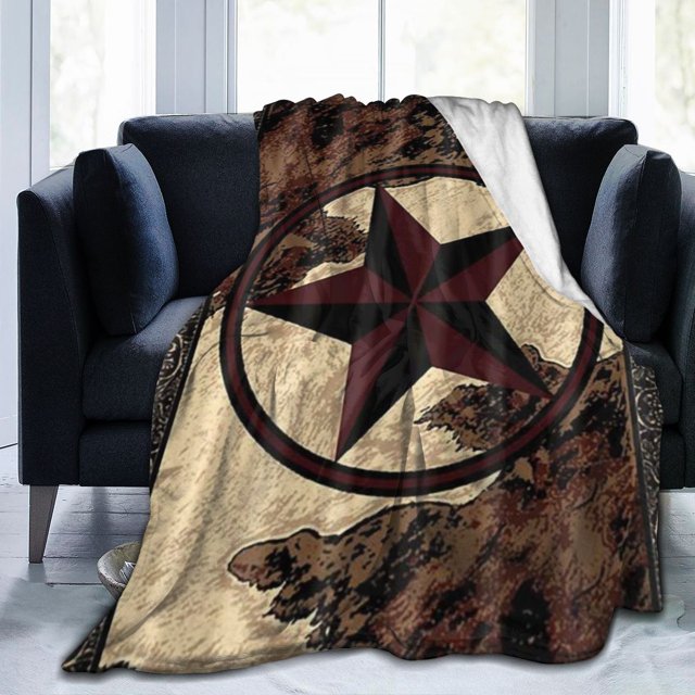 UltraSoft Micro Fleece Blanket,Western Texas Star Vintage Style Stars