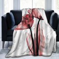 UltraSoft Micro Fleece Blanket,White And Red Floral Modern Romantic