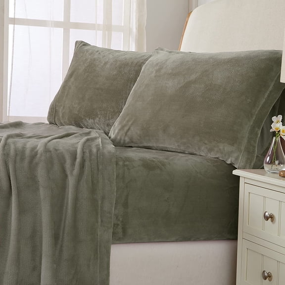 Ultra Soft Micro Fleece Sheets Set with Extra Deep Pockets | Extra Soft Velvet Fleece Sheet Set | Super Plush Polar Fleece | Velvet Plush Cozy Warmth | Tribeca Collection (Queen, Fog Taupe)