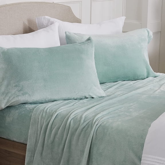 Ultra Soft Micro Fleece Sheets Set with Extra Deep Pockets | Super Plush Polar Fleece | Velvet Plush Cozy Warmth | Tribeca Collection (King, Surf)