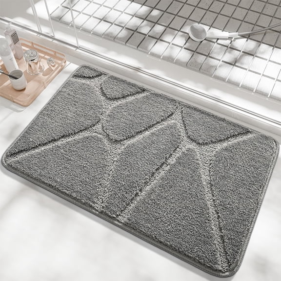 Ultra Soft Microfiber Bath Mat, Super Absorbent Quick Dry Bathroom Rug with Non-Slip TPR Backing, Machine Washable Shower Floor Mat, Bathroom Tub Shower Entrance