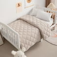thumbnail image 1 of Ultra Soft Microfiber Down Alternative Toddler Comforter, Lightweight Machine Washable Crib Quilted Blanket, Khaki, 39" x 47", 1 of 5