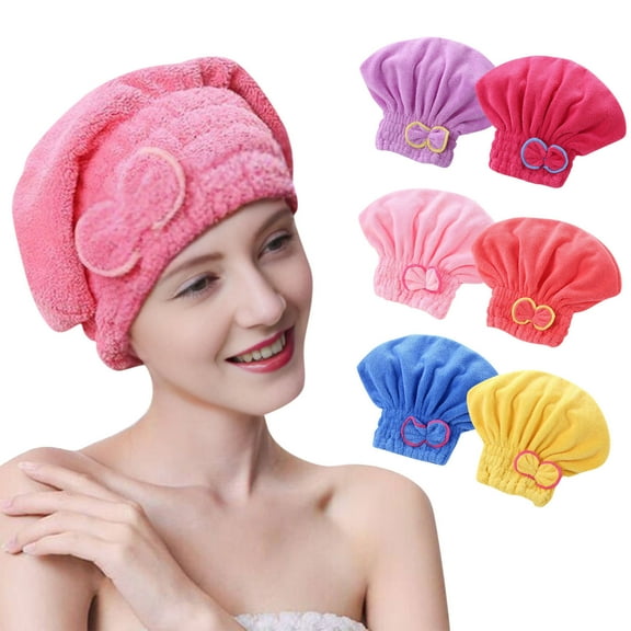 Ultra Soft Microfiber Hair Drying Towel Wrap for Women Super Absorbent Quick Dry Turban with Button Loop Anti-Frizz Shower Cap 1 Pack