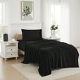 thumbnail image 1 of Ultra Soft Microplush Solid Fleece Sheet Set, Black - Twin, 1 of 6
