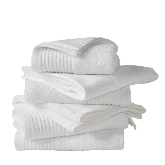 Ultra-Soft Modern Ribbed Cotton Quick Dry Towel Set (6 Pack Hand Towel, White)