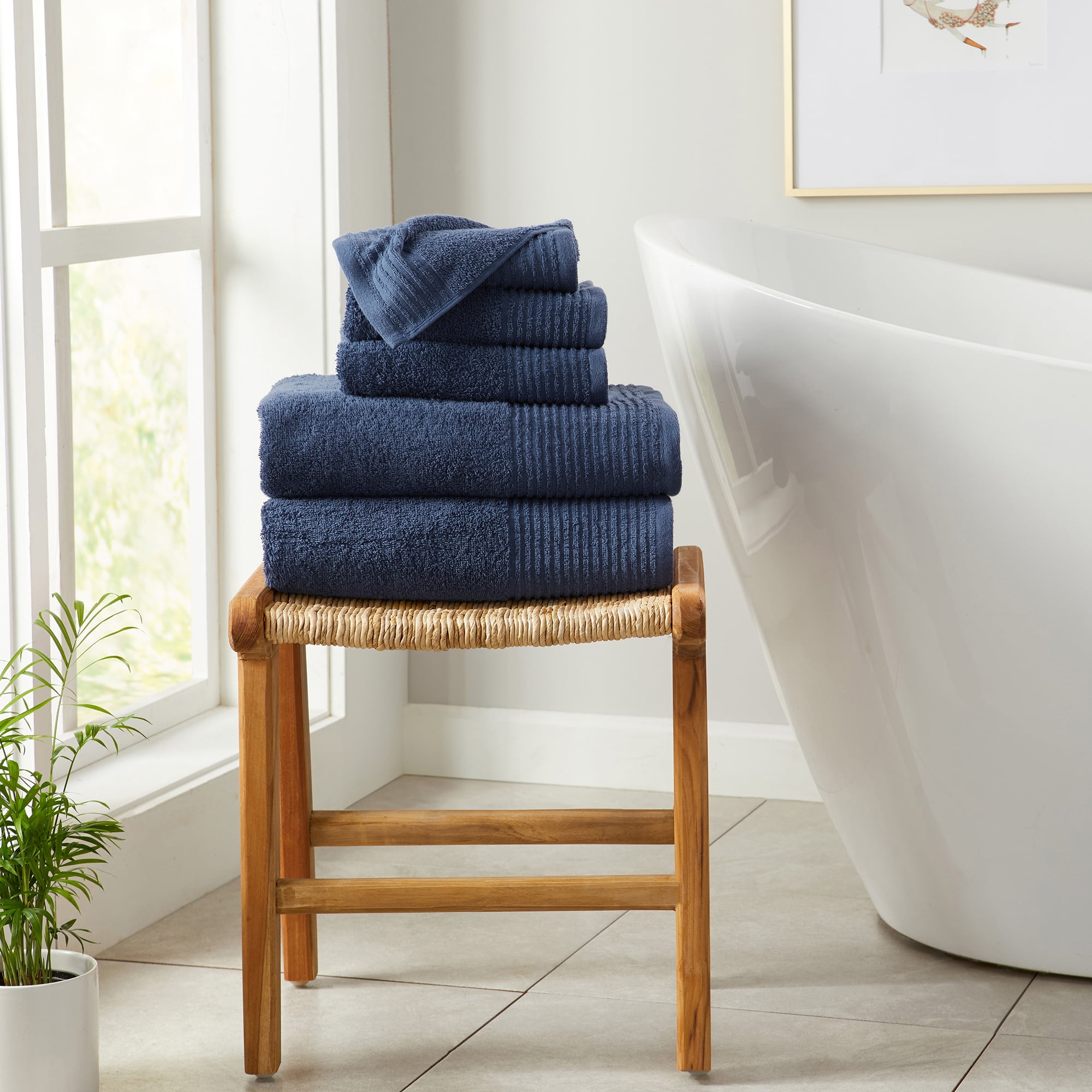 Midnight Blue Cotton 6-Piece Towel Set