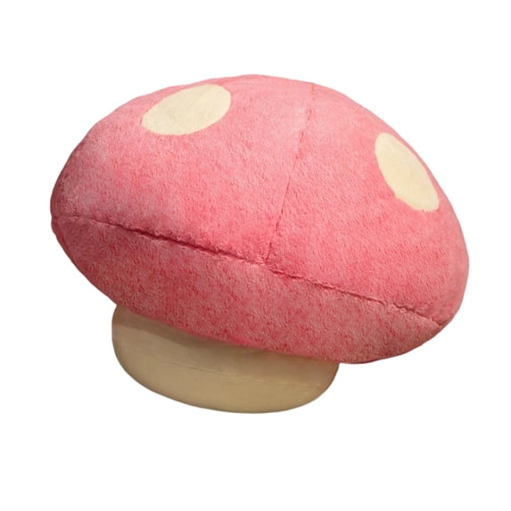 Ultra-Soft Mushroom Plush Pillow, Stuffed Cushion with Polka Dot Design, Cozy Floor Seat and Decorative Throw Pillow for Living Room and Bedroom Decor,Pink