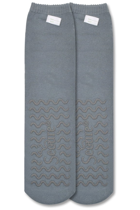 Ultra Soft Non-Slip Grip Slipper Socks, Gray - Fall Injury Prevention Hospital Sock for Safety, Comfort and Warmth - All Around Tread Pattern