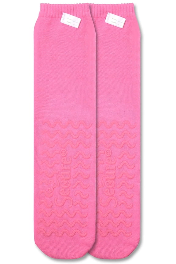 Ultra Soft Non-Slip Grip Slipper Socks, Pink - Fall Injury Prevention Hospital Sock for Safety, Comfort and Warmth - All Around Tread Pattern