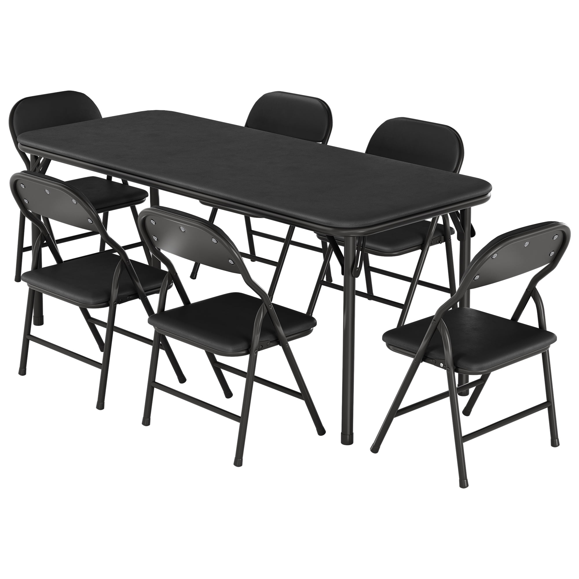 Ultra Soft PU Padded 1/5/7-Piece Kids Folding Table and Chairs Set – Durable Steel Frame, Anti-Slip Feet, No Assembly – Portable for Study, Dining, Learning Space, Play