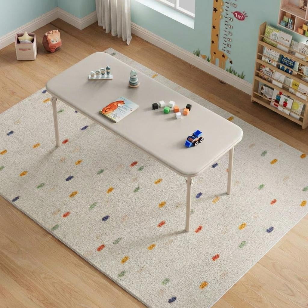 Ultra Soft PU Padded 1/5/7-Piece Kids Folding Table and Chairs Set – Durable Steel Frame, Anti-Slip Feet, No Assembly – Portable for Study, Dining, Learning Space, Play