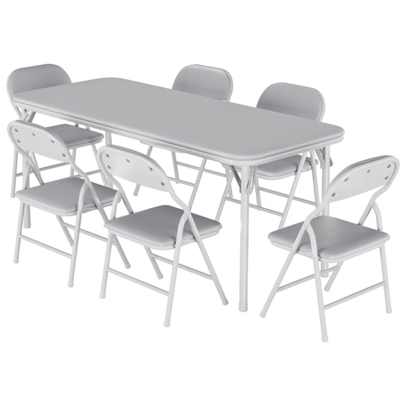 Ultra Soft Padded Kids Folding Table and 4 Chairs Set – Portable & Lightweight – Collapsible, Easy-Fold Design – PU Coated Tabletop – Ideal for Study, Play, Daycare